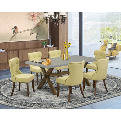 Vaughn 7 - Piece Rubberwood Solid Wood Dining Set