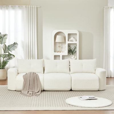 Chenille Sofa for Living Room, 109" Large Modern 3-Seater Sofa with Thickened Armrests, Upholstered Backrest, Deep Seating Design, Plush, Cozy for Living Room, Bedroom, Apartment, Office