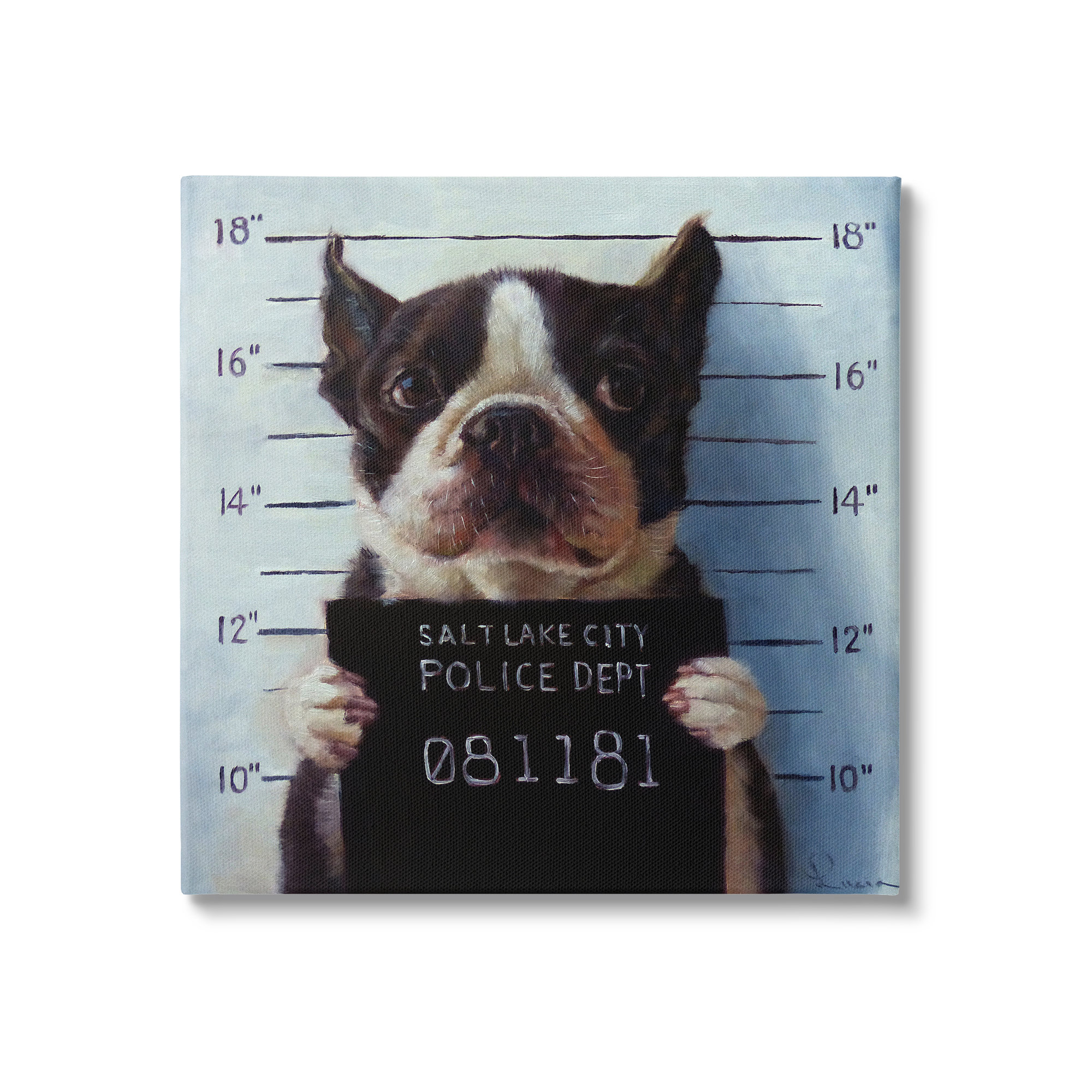 Stupell Industries Funny Boston Terrier Dog Jail Convicted Police by ...
