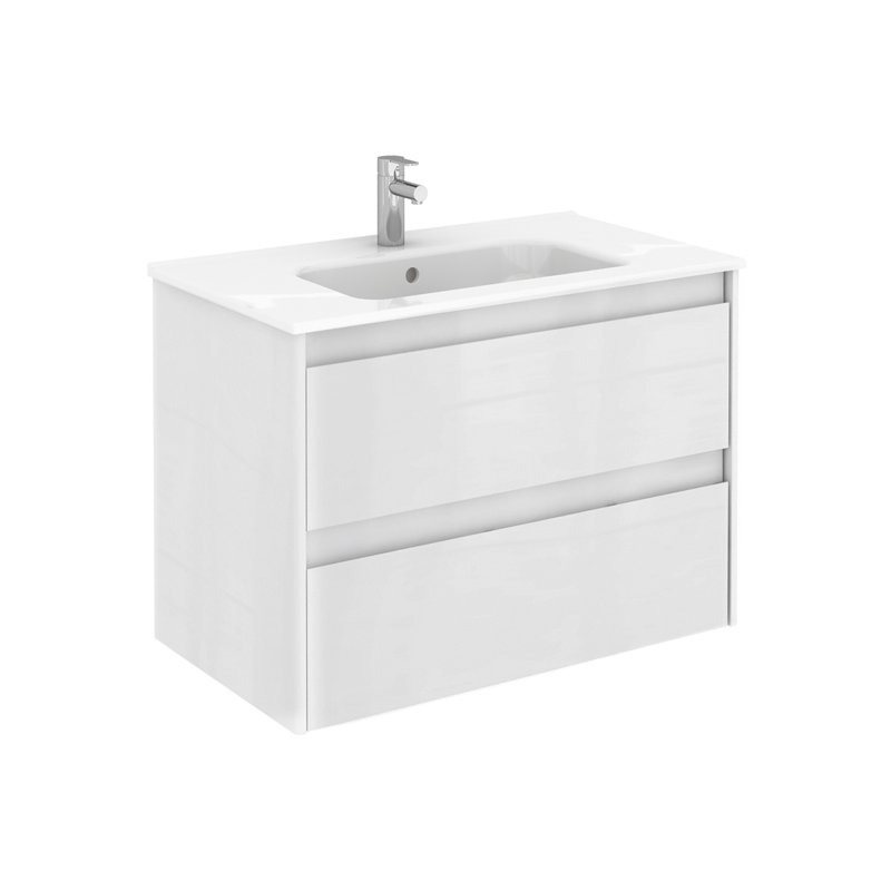 Ambra 31.7'' Single Bathroom Vanity with Ceramic Top, Matte White