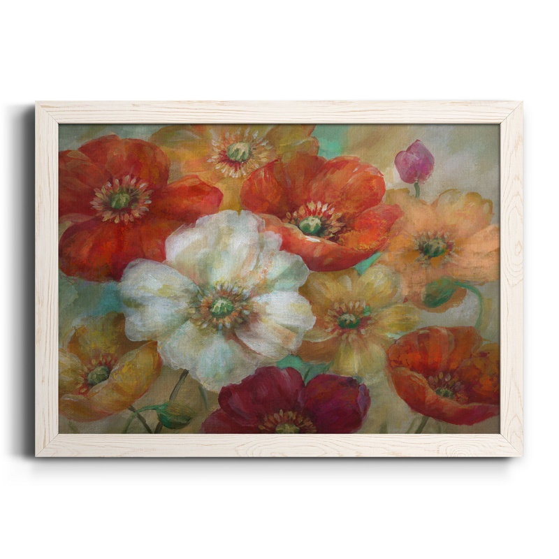Poppycentric - Peinture sur toile encadrée, H 37,5 po x l 27,5 po x P 1,5 po, Toile avec cadre blanc