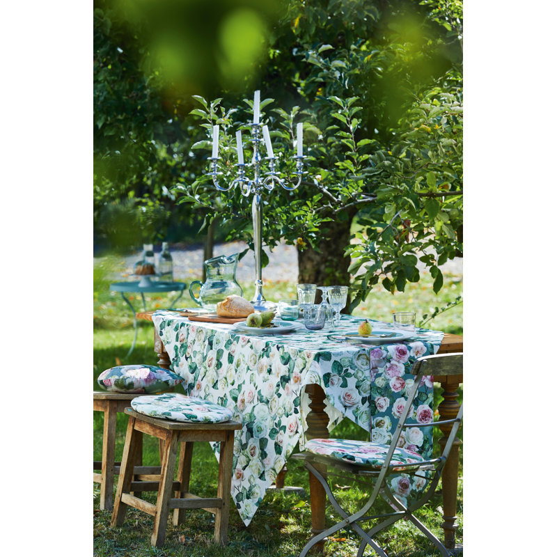 Summergarden Tablecloth, Green/Light Yellow/Light Pink