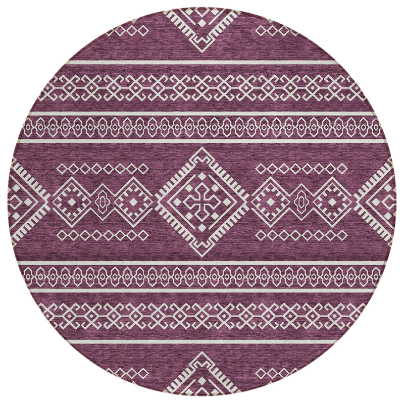 Tapis intérieur / extérieur Chalee avec envers antidérapant, Rond 8 pi