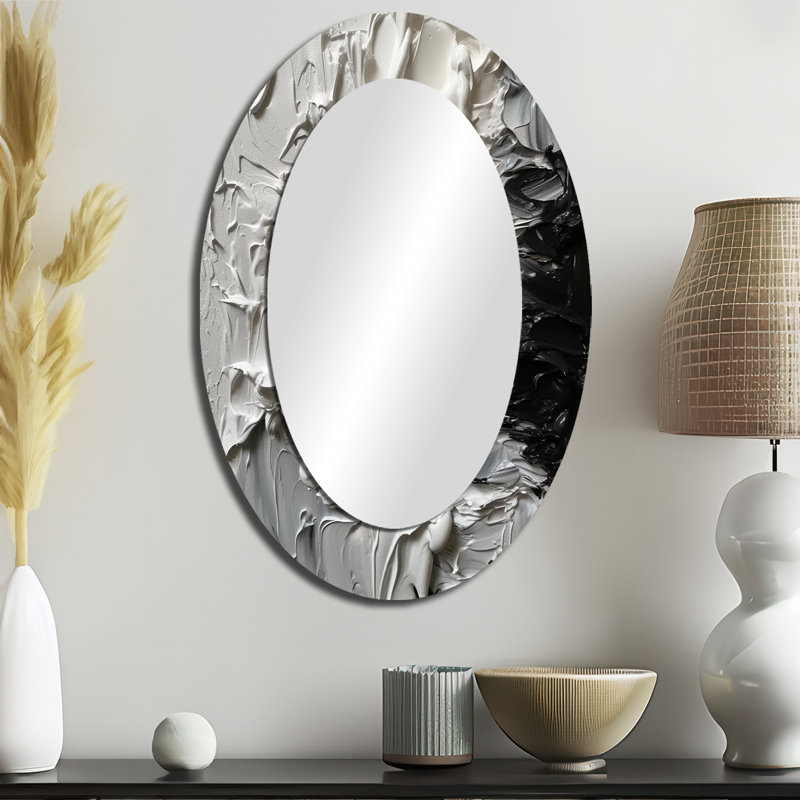 Miroir mural blanc et noir Tranquility Unleashed, 36 po x 24 po