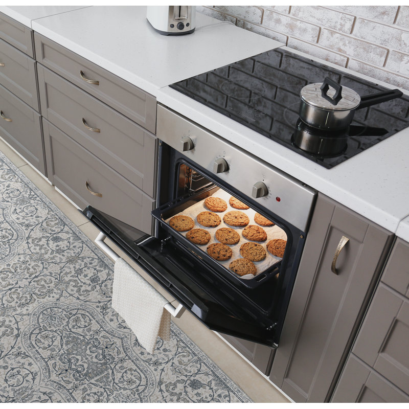 Hamsa White Cushioned Kitchen Mat, Rectangle 2' x 8'
