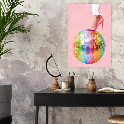 «Pink Heel Disco Style Colorful Elegant Vibrant», art mural