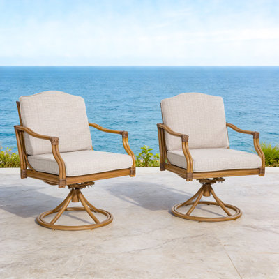 Arcadia Patio Aluminum Swivel Dining Chairs With Cushions