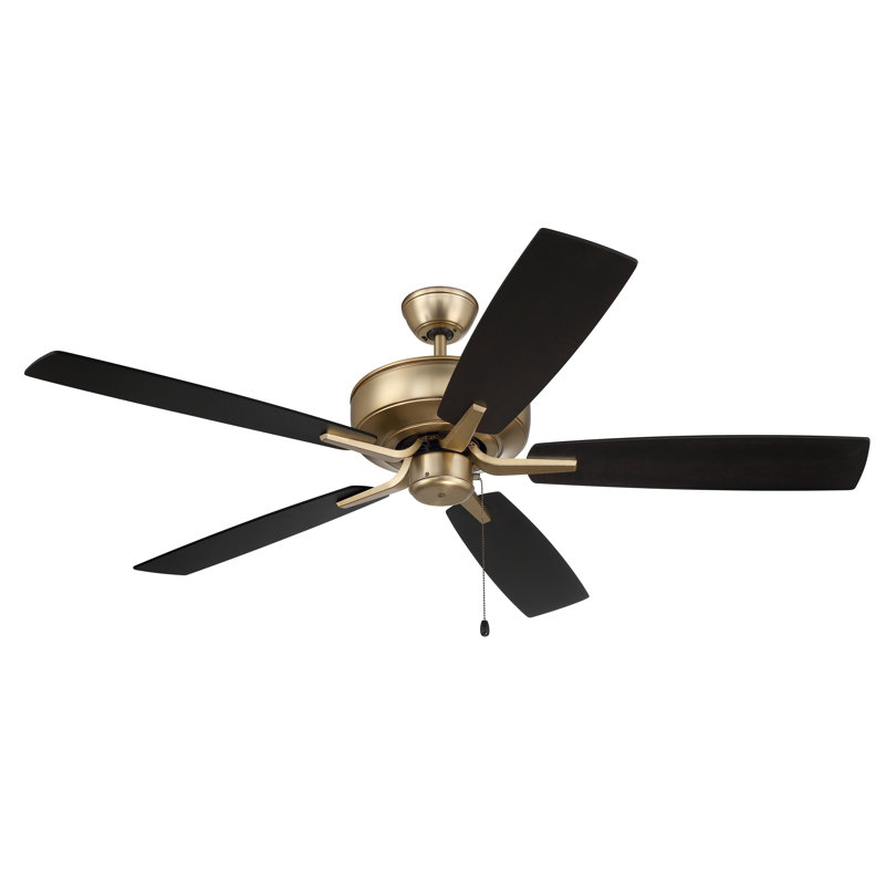 52'' Ceiling Fan, Satin Brass With Black Walnut Blades