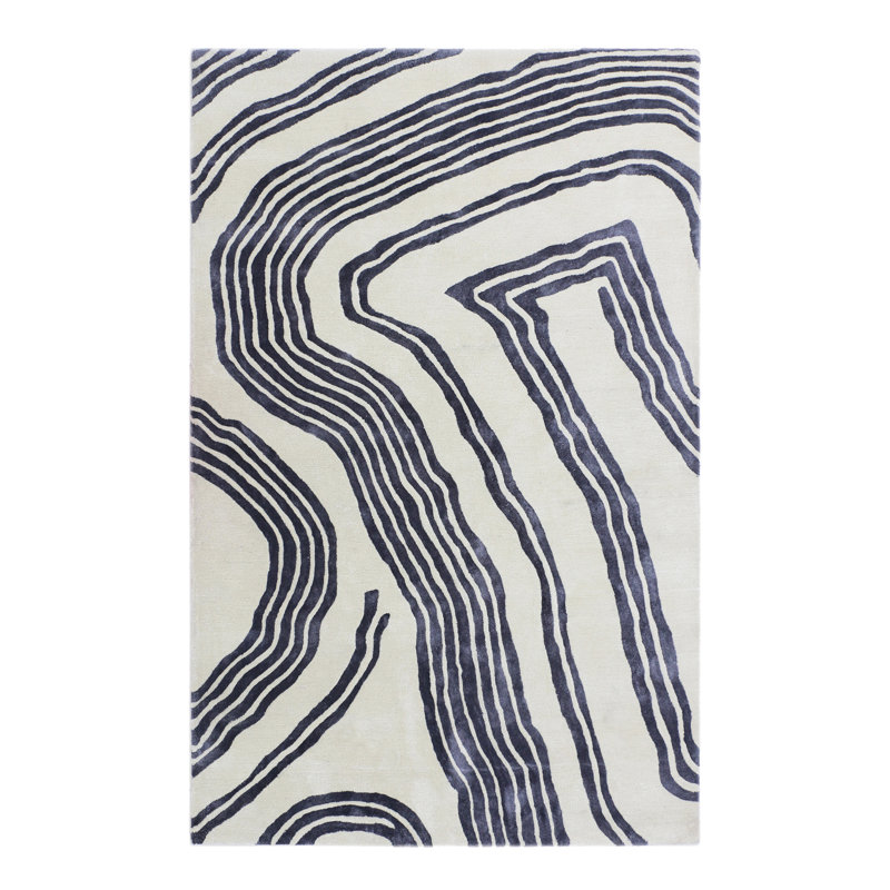 Dashing Away Abstract Area Rug in Ivory/Concrete Gray, Rectangle 10' x 14'
