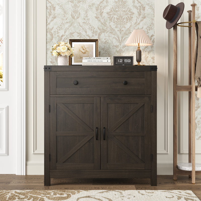 Allencoe 29.9'' W 2-Door Manufactured Wood Accent Cabinet, Dark Brown