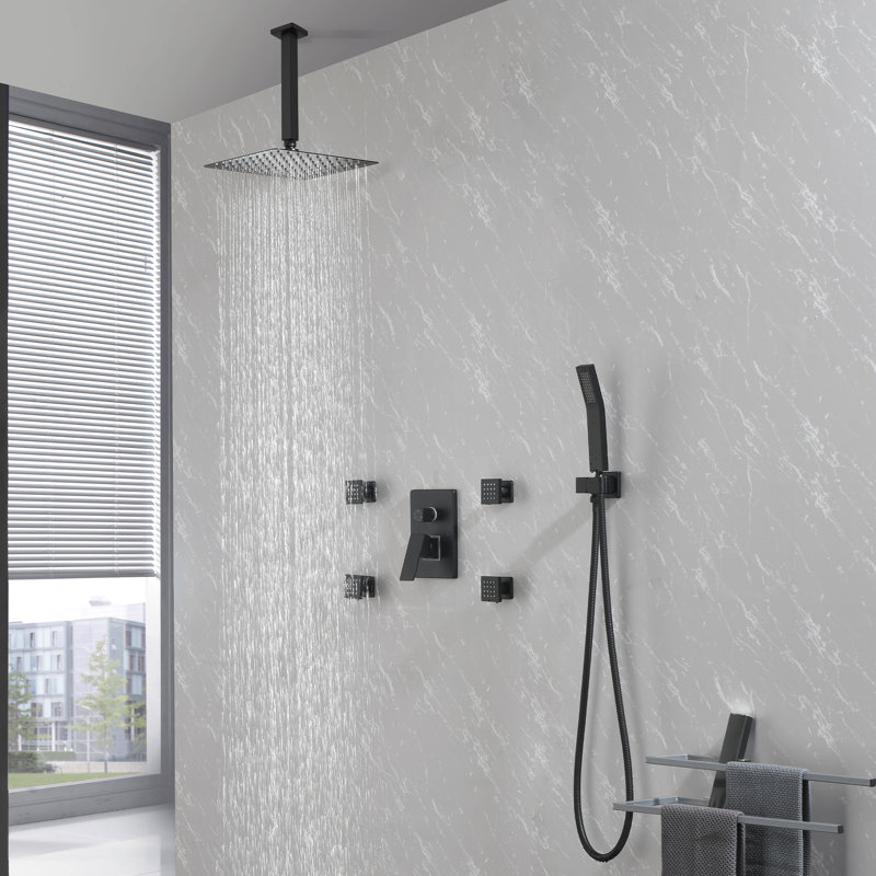 Système de douche Système de douche en acier inoxydable 1 pièce 10 pouces noir mat