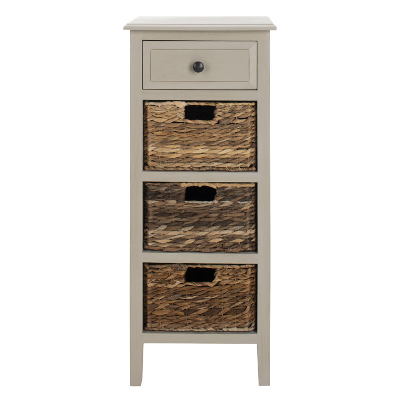 Painswick Solid Wood End Table with Storage, Vintage Gray