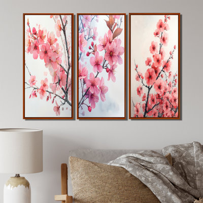 «Pink Cherry Blossoms Summer Embrace I» - Collection de décorations murales Cherry Blossom