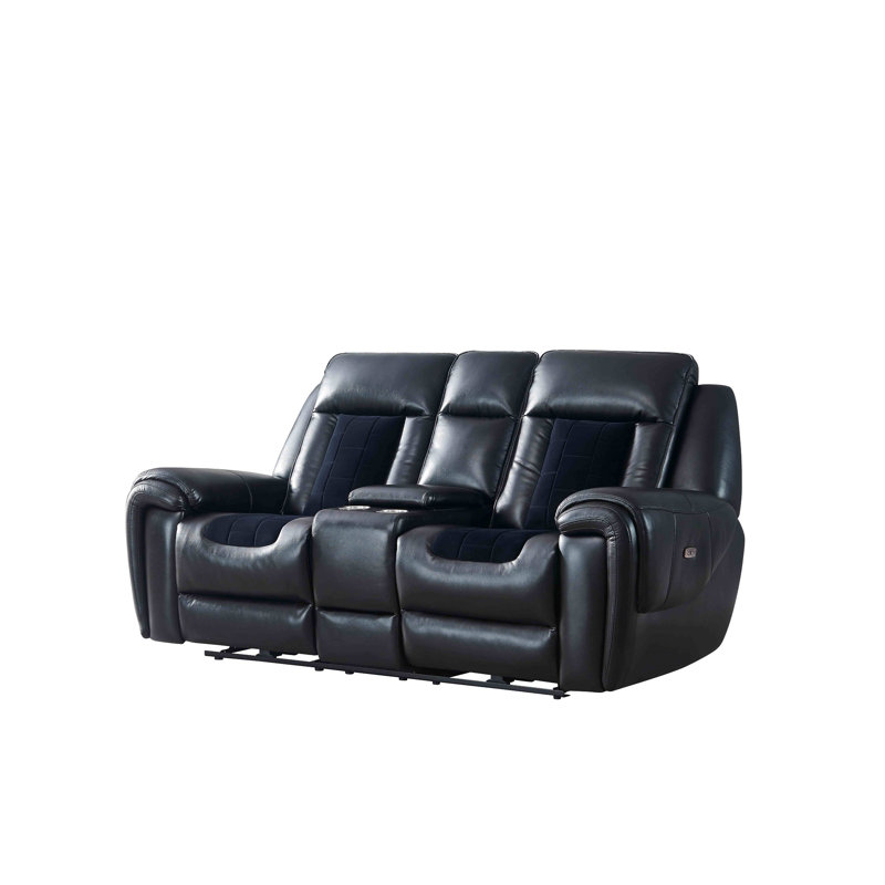 CLARK BLANCHE BLACK/VELVET POWER CONSOLE RECLINING LS WITH LED