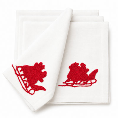Santa Polyester Embroidered Square Napkin