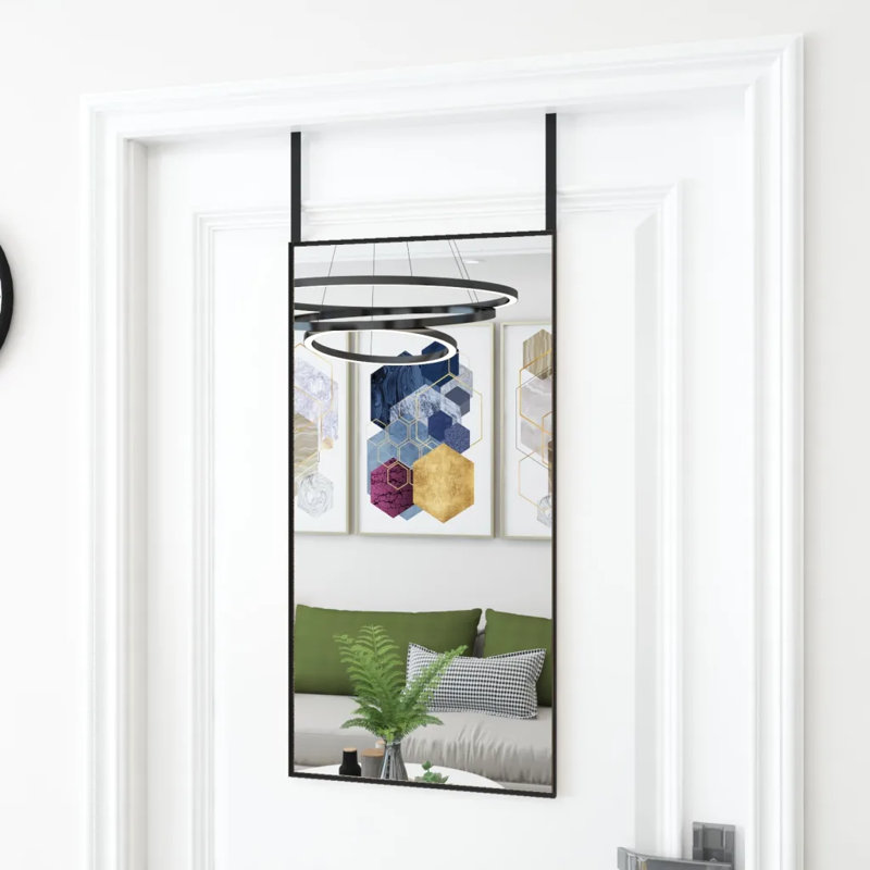 Jerl Metal;Glass Flat Wall Mirror, Black, 80cm H x 40cm W
