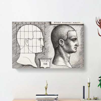 Profile Study Of A Mans Head by H.S. Beham - Wrapped Canvas Painting