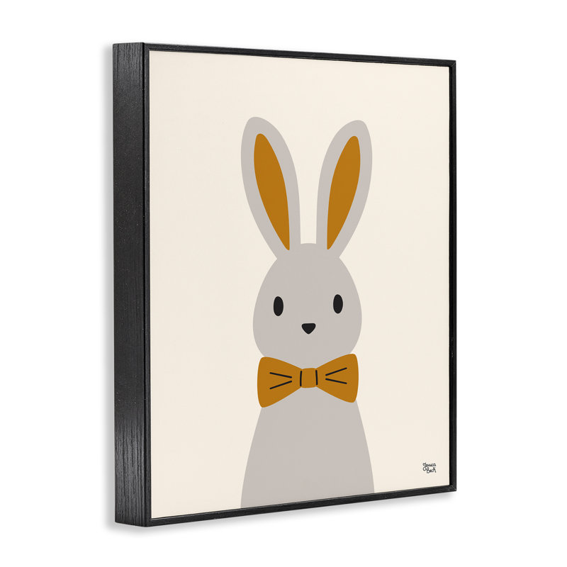 Simple Rabbit with Bowtie Framed Giclee Art by Jessica Beck, Midnight Black Framed Giclee, 20" H x 16" W