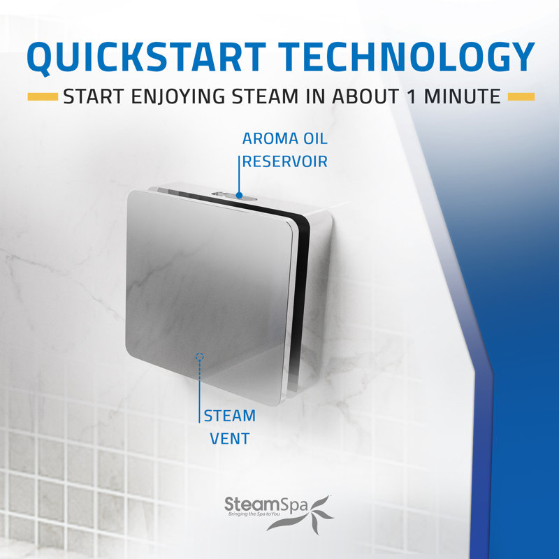 Royal Series 10.5KW Steam Bath Generator With Continuous Steam, Dual Touch Pads, Filter, And Autodrain, Chrome