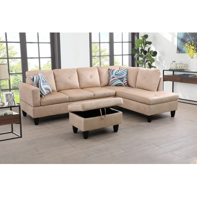 980-SCO-MICROFIBER 97.5" Wide Microfiber Sofa & Chaise with Ottoman