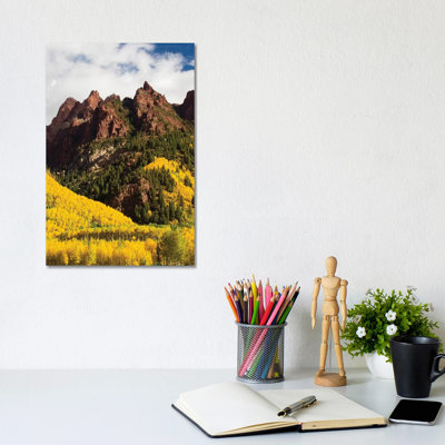 Autumn Trees On Mountain, Maroon Bells, Maroon Creek Valley, Aspen, Pitkin County, Colorado, USA I by Panoramic Images - Wrapped Canvas Print