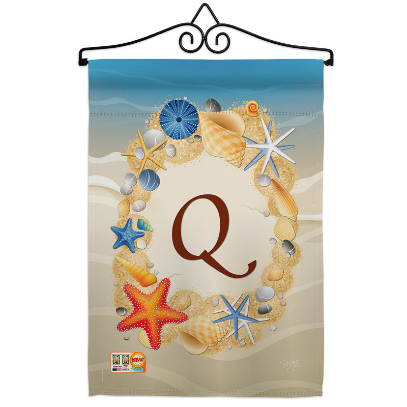 Été de polyester à 2 faces initiale 19 x 13 po. ensemble de drapeaux, Q