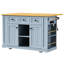 Grand îlot de cuisine en bleu - 53 pouces avec espace de rangement interne, abattant pliable pour la cuisine et prise de courant avec rangement, alimentation, mobile-121076859