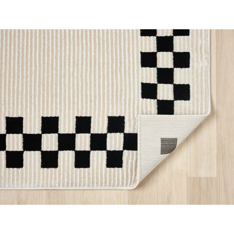 Tapis à carreaux moderne Huguetta Collection, 5'3 x 7'3