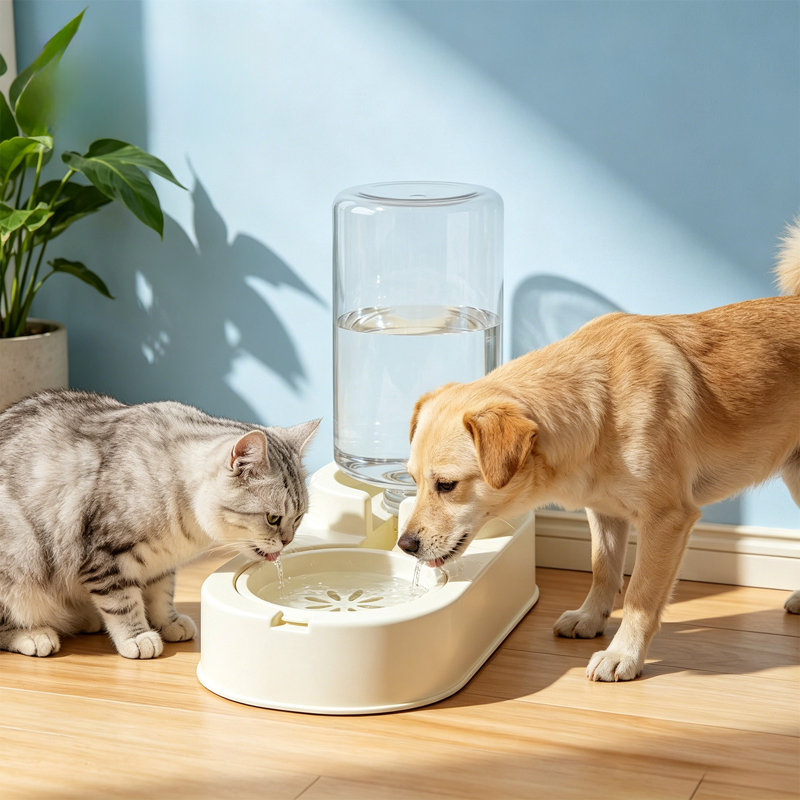 Mangeoire automatique pour animaux de compagnie et distributeur d'eau automatique antidérapant à grande capacité, jaune, B