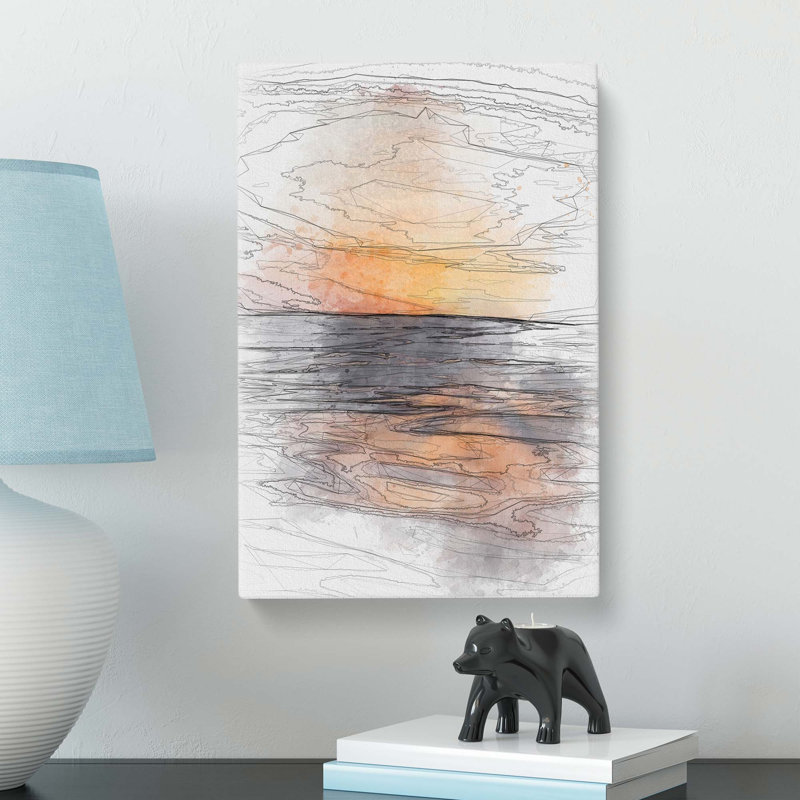 Mood of the Ocean in Abstract - Wrapped Canvas Drawing - Wrapped Canvas, 60cm H x 40cm W x 3cm D