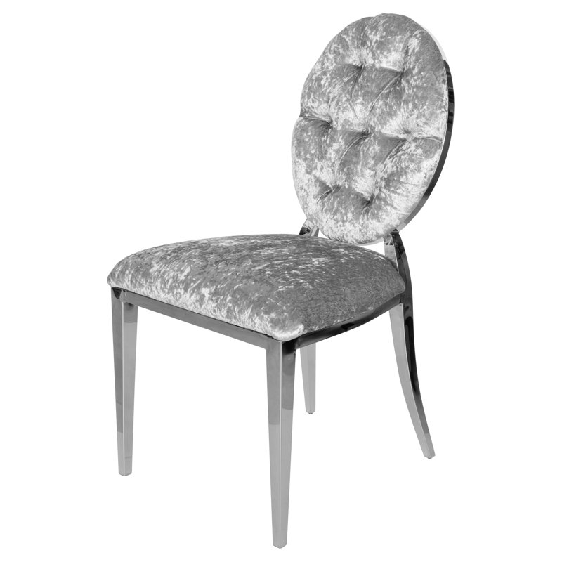 48cm H Velvet Upholstered Accent in Silver