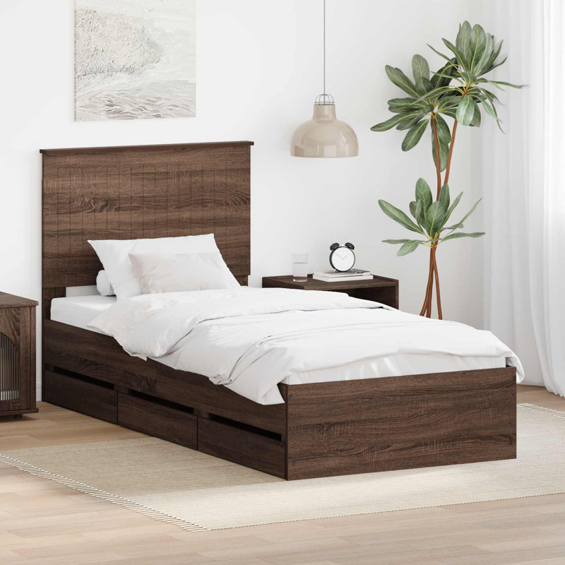 Bed, Brown Oak, Single (3')