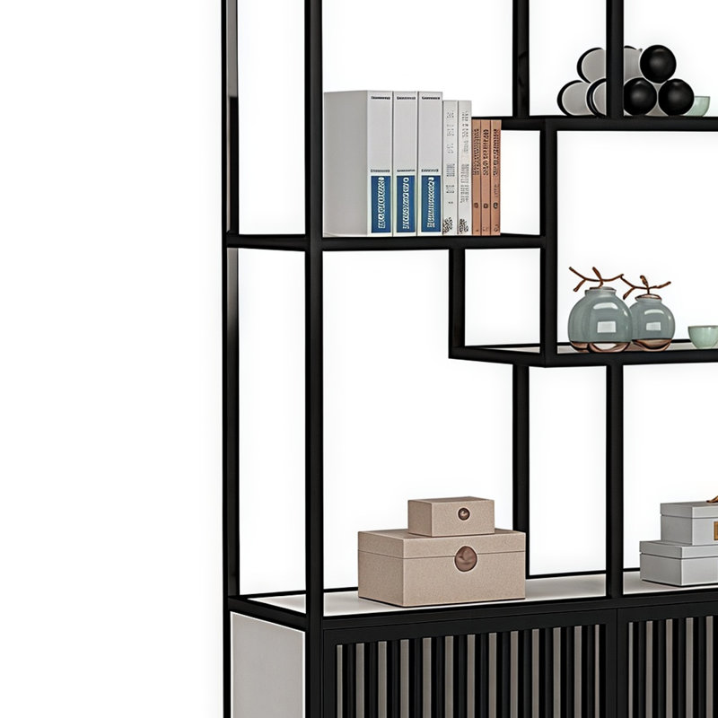 Acuna, (5 Shelves) 78.7"H x 39.3"W x 11.8"D , Black/White