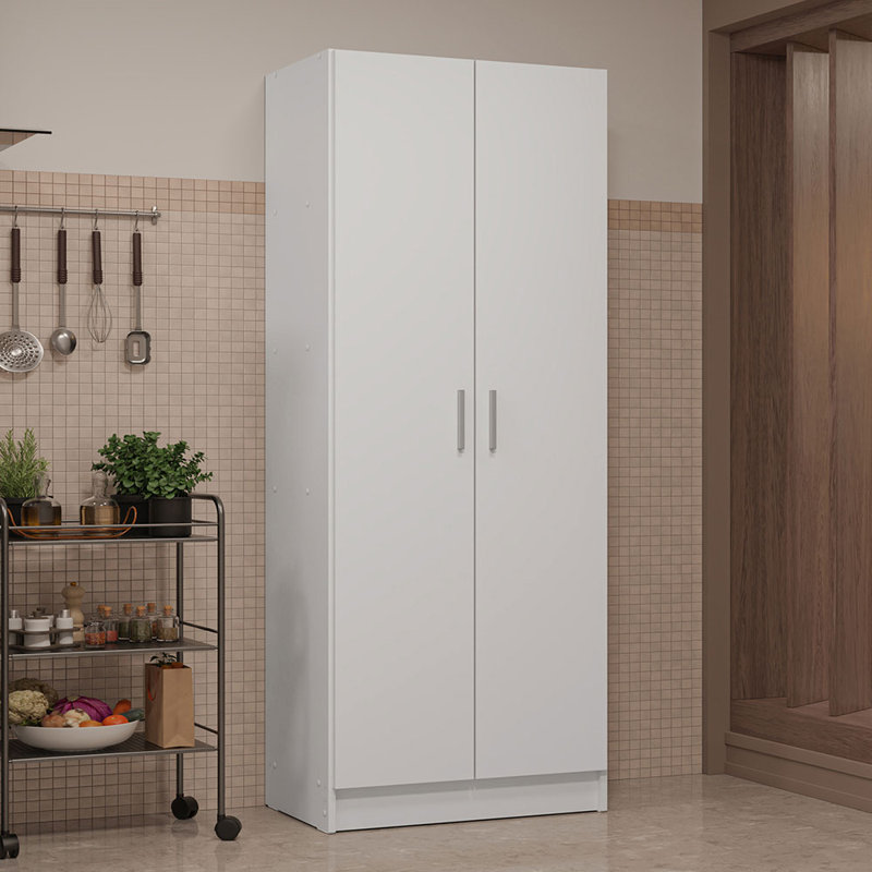 Armoire de rangement pour garde-manger 2 portes 5 tablettes Latitude, Blanc / Blanc