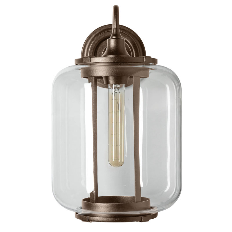 Fairwinds Outdoor Sconce - Clear Glass, Coastal Bronze, 14.7" H x 9" W x 11.2" D