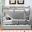 Lit simple superposé au dessus d'un lit double avec échelle, lit gigogne simple, barrière de sécurité-960299665