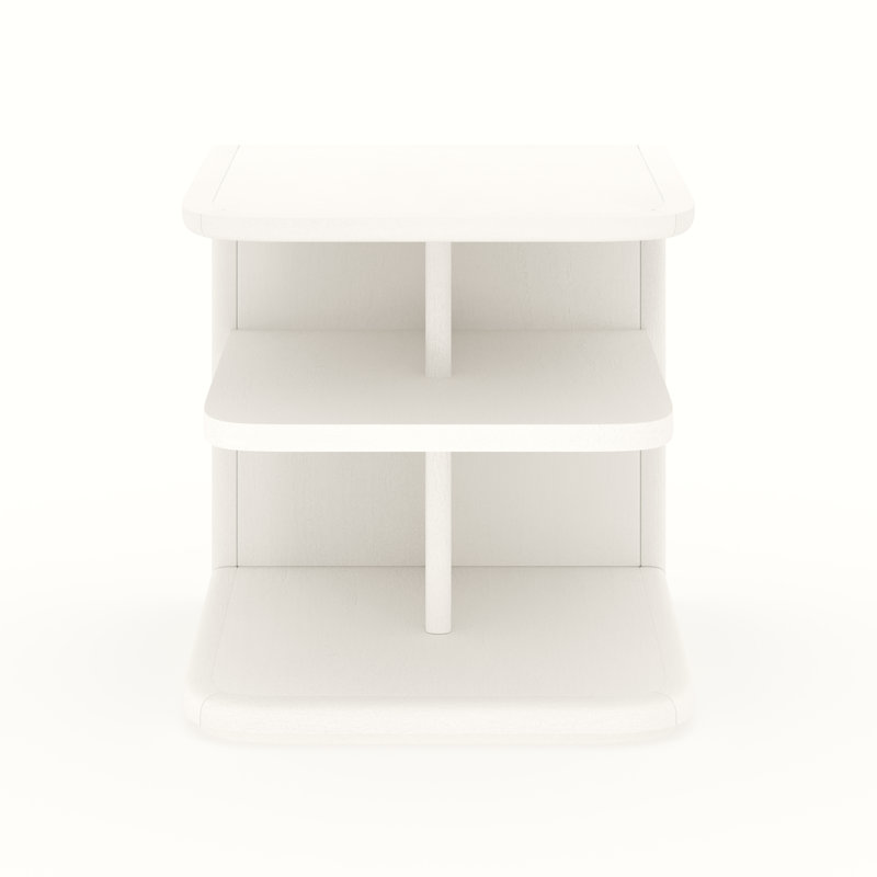 Cannello Floor Shelf End Table with Storage, Lino Bianco