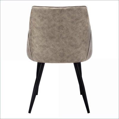Ensemble de 2 sièges rembourrés pour adultes, chaises d'appoint de salle à manger modernes et contemporaines, structure en métal brun et tissu brun clair pour la salle à manger de la cuisine