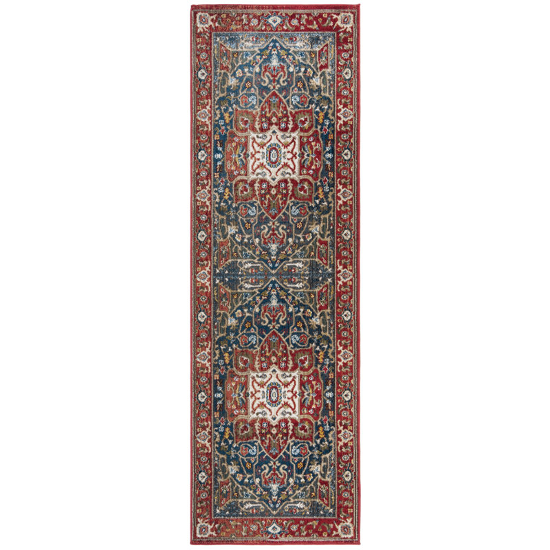 Elegant Red/Navy Traditional Oriental Area Rug - 72x26