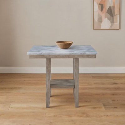 Table carrée en bois massif brun clair naturel, 4 places, coin-repas transitionnel