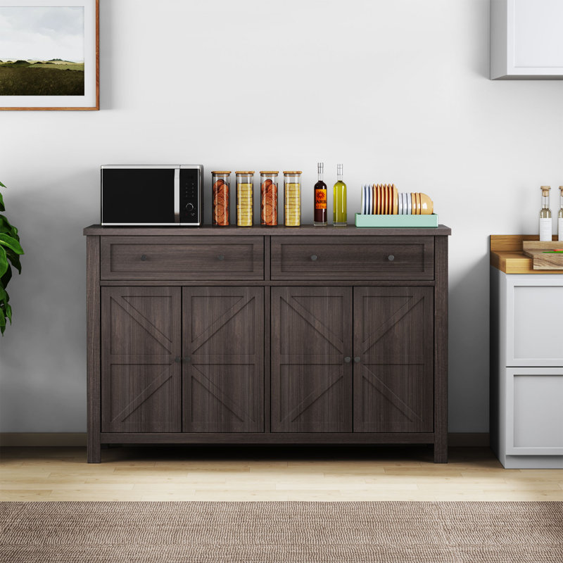 Addalin 55.1" Modern Adjustable Shelf Sideboard With Storage Cabinets, Gray