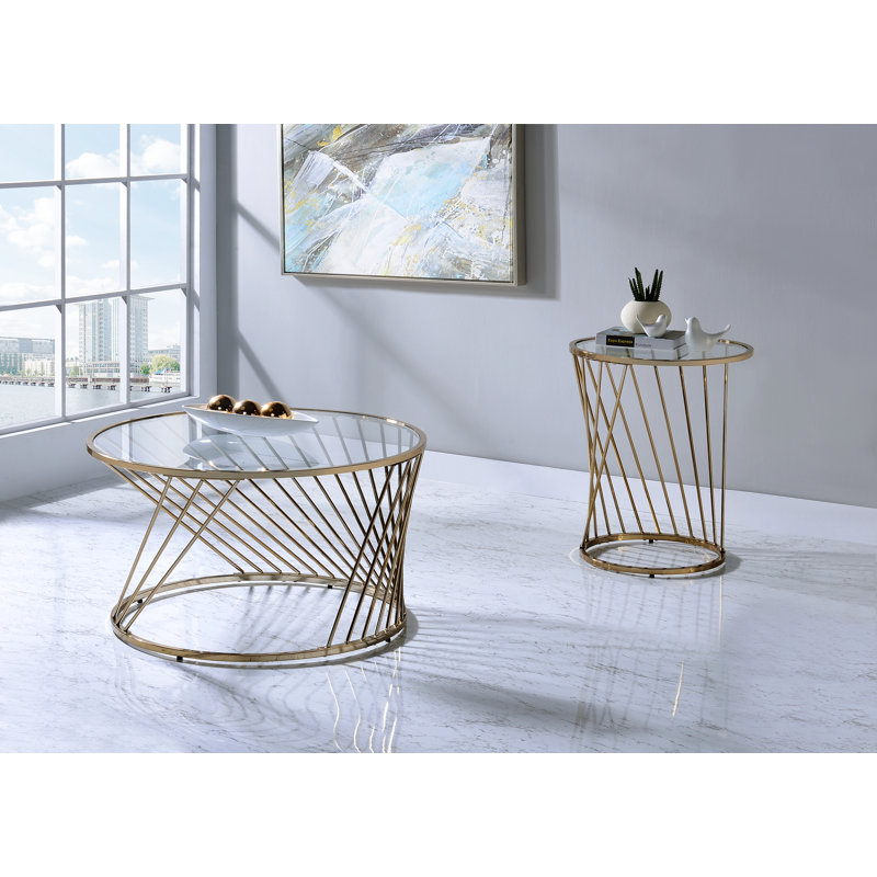 Plateau en verre transparent avec table basse
