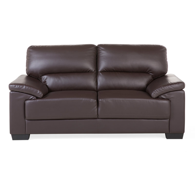 2 Seater Faux Leather Loveseat, Brown