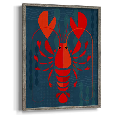 Geo Lobster I Framed Print - Solid Wood