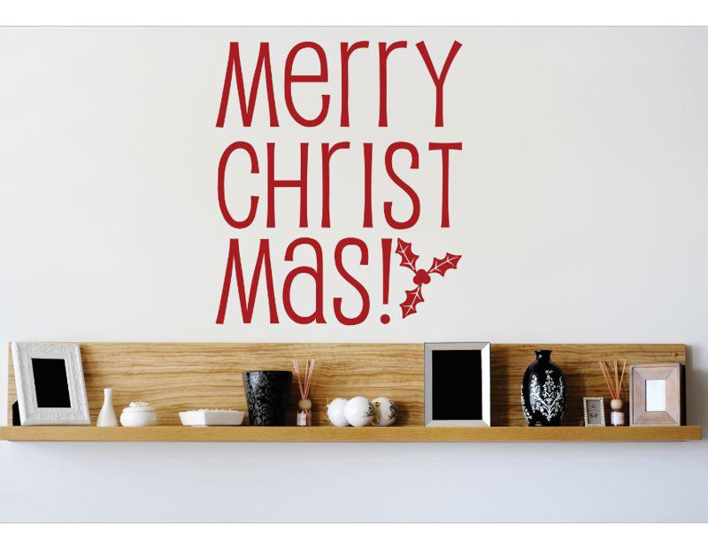 Joyeux noël! décalcomanie murale, H 20 po x l 20 po x P 0,16 po, Rouge