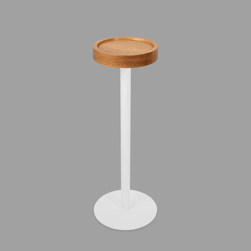 Table d'appoint ronde, Blanc, Chêne blanc