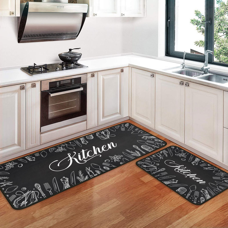 Ensemble de 2 tapis de cuisine antidérapants lavables et antidérapants