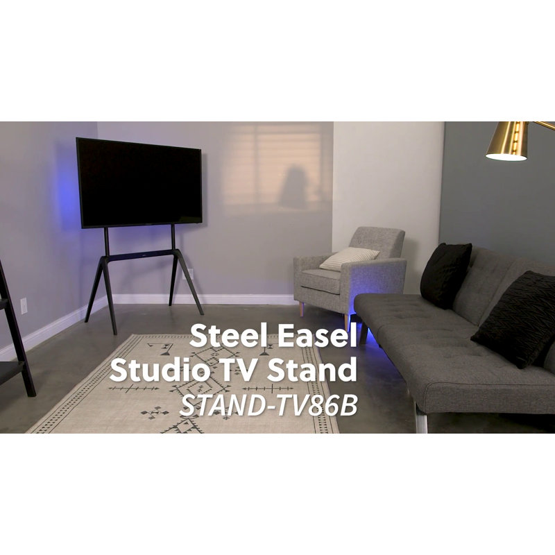 Black Adjustable Steel Easel TV Stand for 65 to 86 Inch Screens