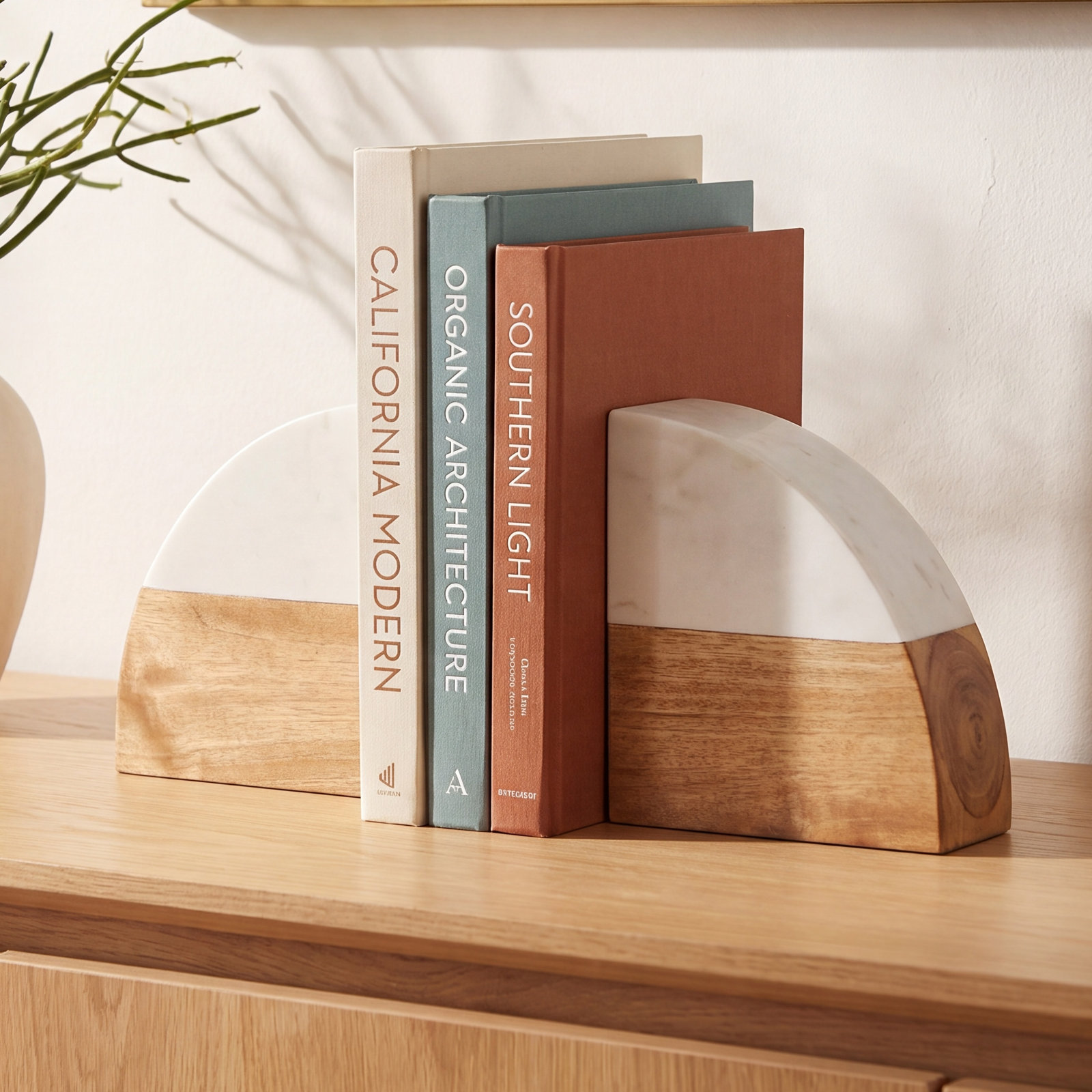 Melveen Marble & Wood Bookends