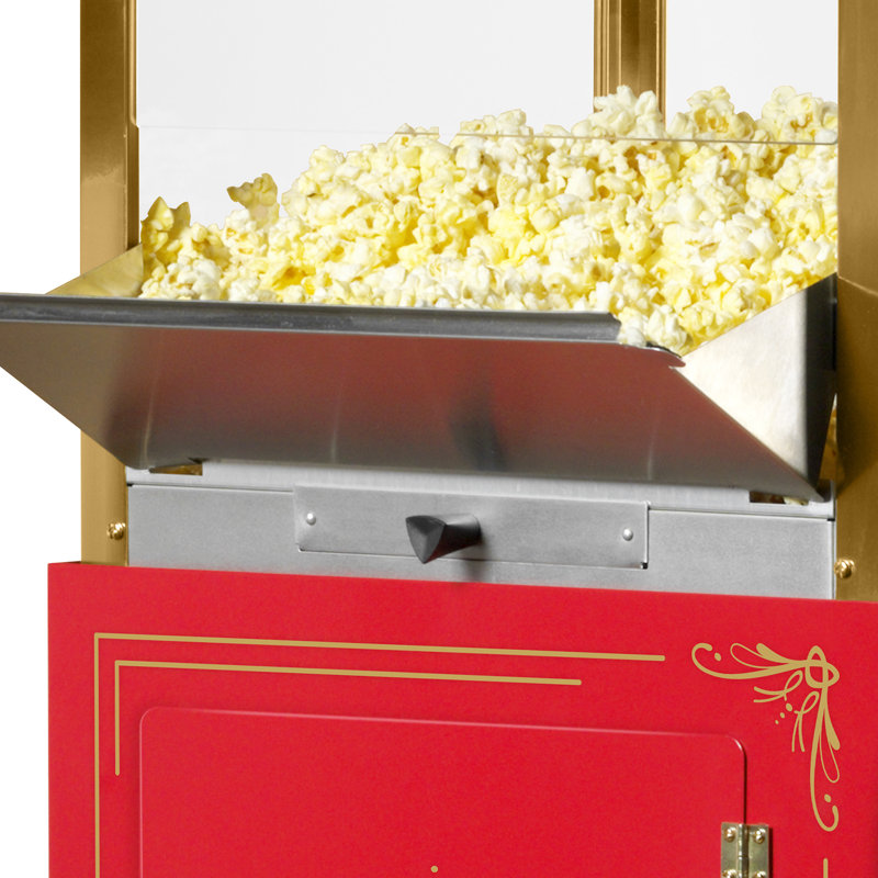 Vintage Red and Gold Hot Oil Popcorn Machine with Cart